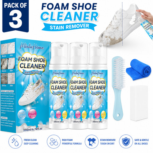 Shoe cleaner kit - cleaner, foam